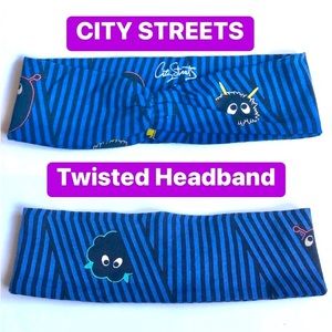 NEW CITY STREETS Twisted Headband Wrap Stripes Blue Small Juniors Women’s NWOT